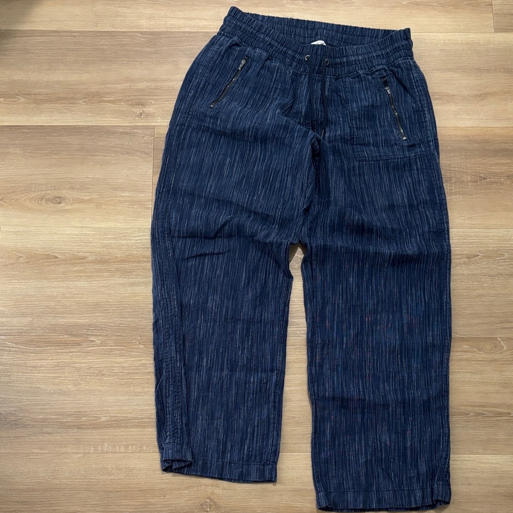 Athleta 14 Navy Blue Casual Pants Linen